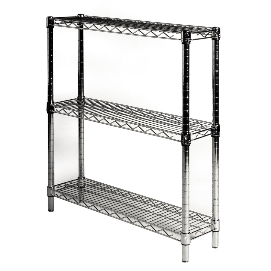 8"d x 34"h Chrome Wire Shelving w/ 3 Shelves