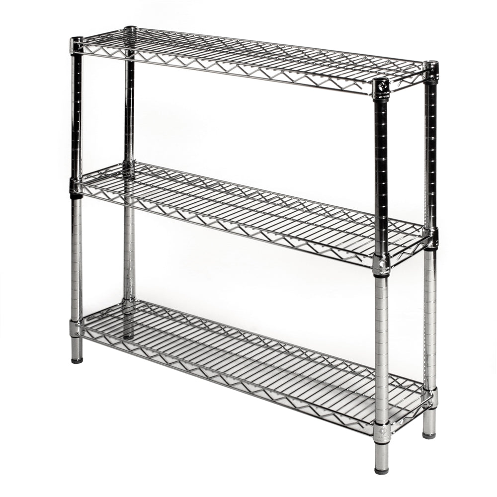 8"d x 34"h Chrome Wire Shelving w/ 3 Shelves