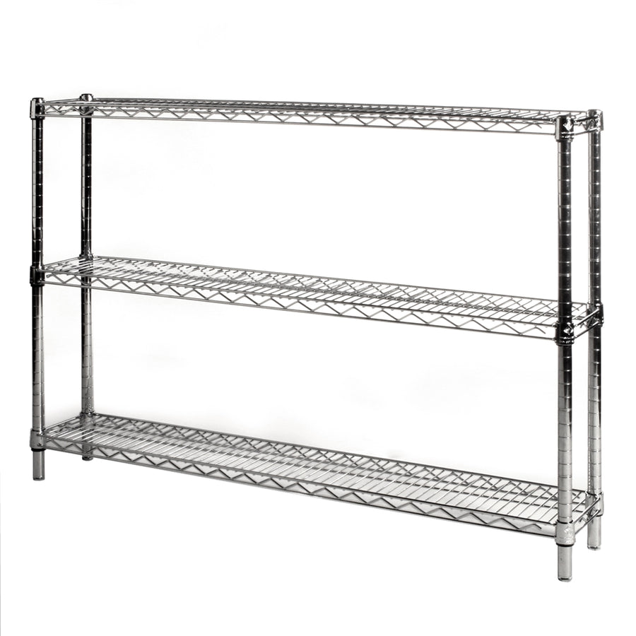 8"d x 34"h Chrome Wire Shelving w/ 3 Shelves