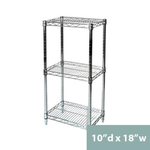 10"d x 34"h Chrome Wire Shelving w/ 3 Shelves