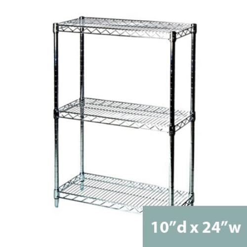 10"d x 34"h Chrome Wire Shelving w/ 3 Shelves