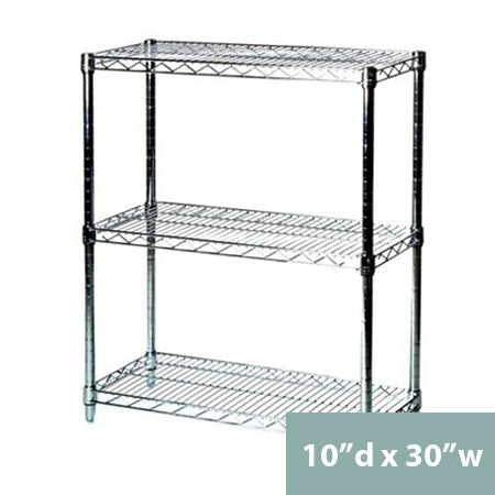 10"d x 34"h Chrome Wire Shelving w/ 3 Shelves