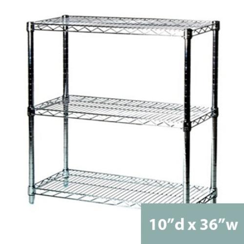 10"d x 34"h Chrome Wire Shelving w/ 3 Shelves