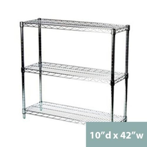 10"d x 34"h Chrome Wire Shelving w/ 3 Shelves