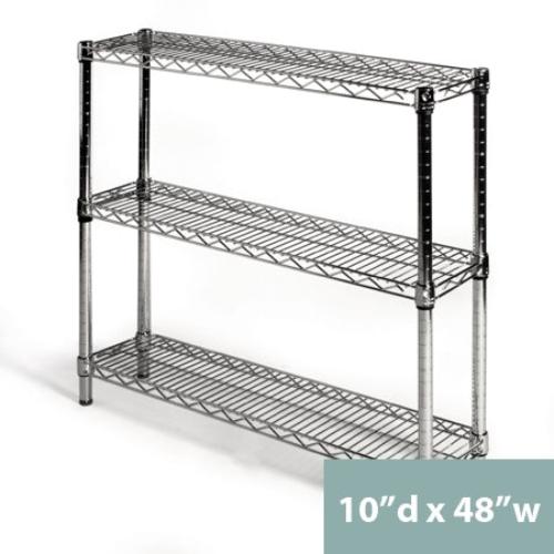 10"d x 34"h Chrome Wire Shelving w/ 3 Shelves