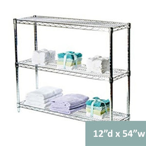 12"d x 34"h Chrome Wire Shelving w/ 3 Shelves