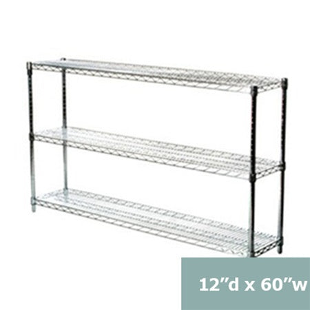 12"d x 34"h Chrome Wire Shelving w/ 3 Shelves