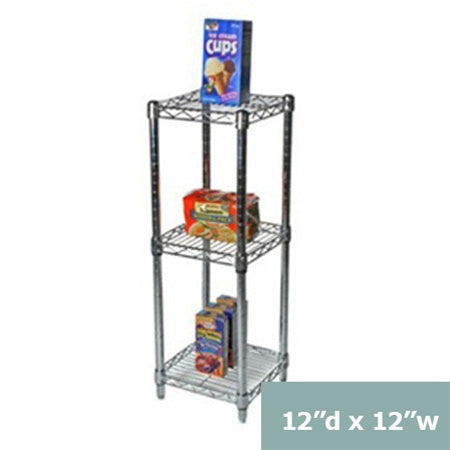 12"d x 34"h Chrome Wire Shelving w/ 3 Shelves