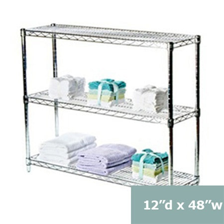 12"d x 34"h Chrome Wire Shelving w/ 3 Shelves