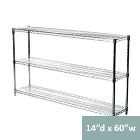 14"d x 34"h Chrome Wire Shelving w/ 3 Shelves