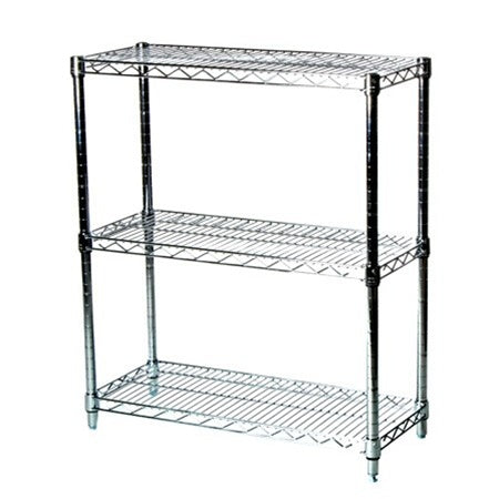 14"d x 34"h Chrome Wire Shelving w/ 3 Shelves