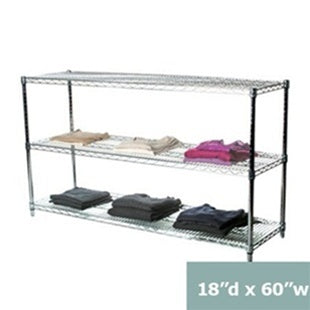 18"d x 34"h Chrome Wire Shelving w/ 3 Shelves