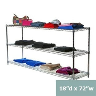 18"d x 34"h Chrome Wire Shelving w/ 3 Shelves