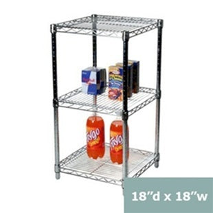 18"d x 34"h Chrome Wire Shelving w/ 3 Shelves