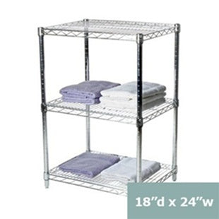 18"d x 34"h Chrome Wire Shelving w/ 3 Shelves