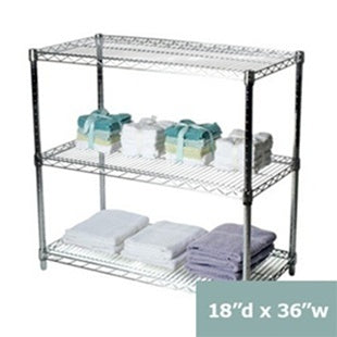 18"d x 34"h Chrome Wire Shelving w/ 3 Shelves