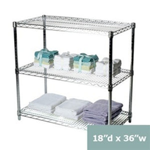 18"d x 34"h Chrome Wire Shelving w/ 3 Shelves