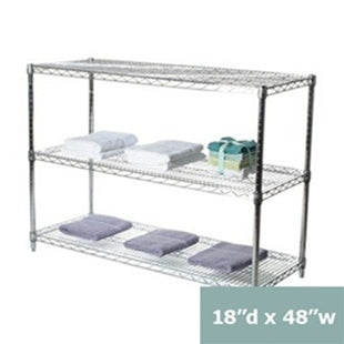 18"d x 34"h Chrome Wire Shelving w/ 3 Shelves