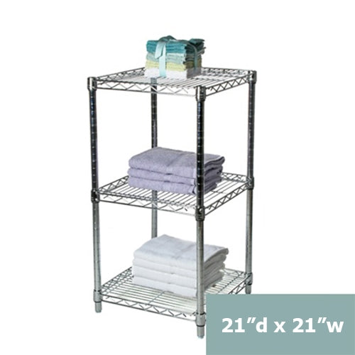 21"d x 34"h Chrome Wire Shelving w/ 3 Shelves