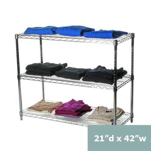 21"d x 34"h Chrome Wire Shelving w/ 3 Shelves