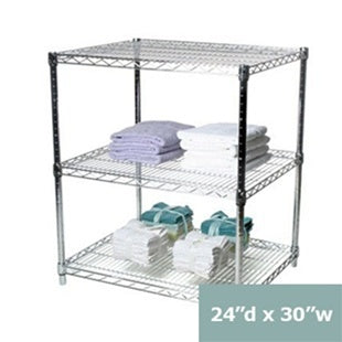 24"d x 34"h Wire Shelving w/ 3 Shelves