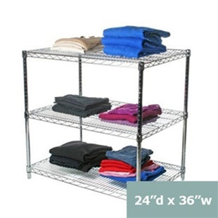 24"d x 34"h Wire Shelving w/ 3 Shelves