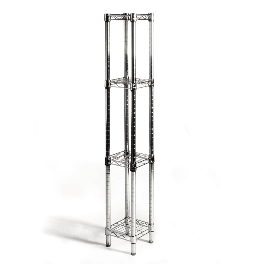 8"d x 8"w Chrome Wire Shelving w/ 4 Shelves