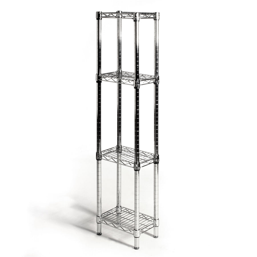 8"d x 12"w Chrome Wire Shelving w/ 4 Shelves