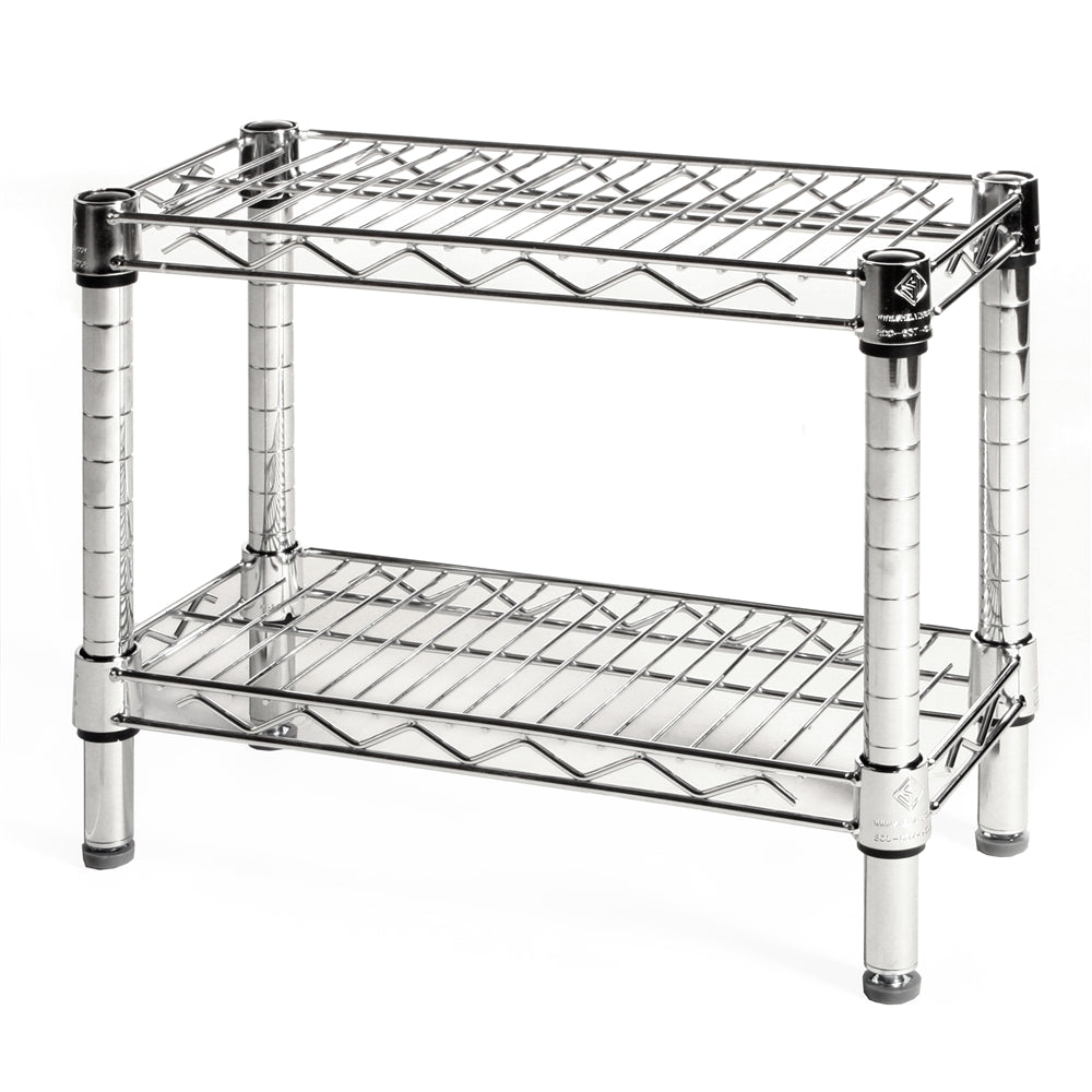 8"d x 14"h Chrome Wire Shelving w/ 2 Shelves