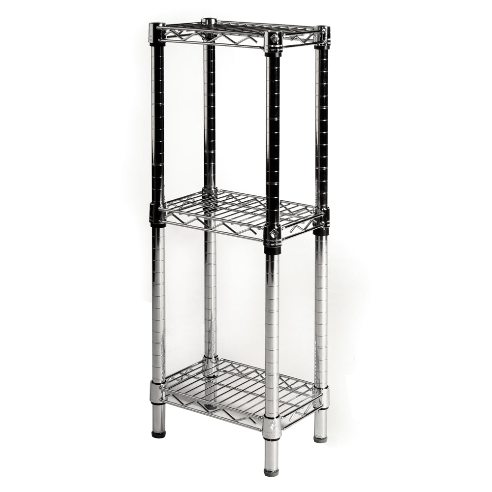 8"d x 34"h Chrome Wire Shelving w/ 3 Shelves