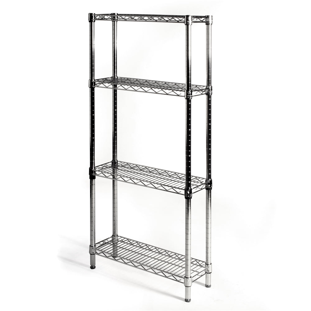 8"d x 24"w Chrome Wire Shelving w/ 4 Shelves