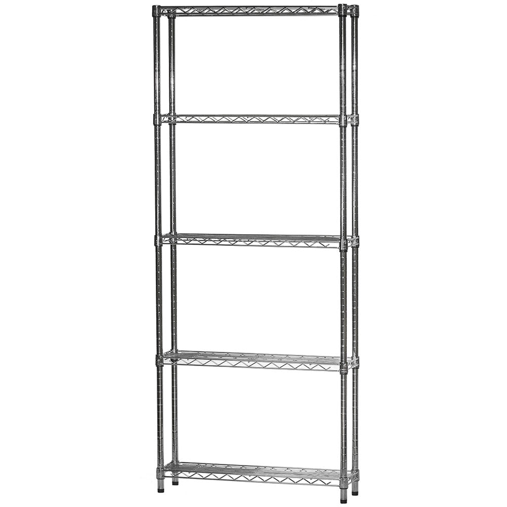 8"d x 24"w Chrome Wire Shelving w/ 5 Shelves