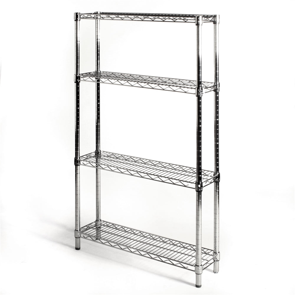 8"d x 36"w Chrome Wire Shelving w/ 4 Shelves