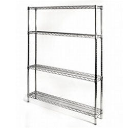 8"d x 42"w Chrome Wire Shelving w/ 4 Shelves