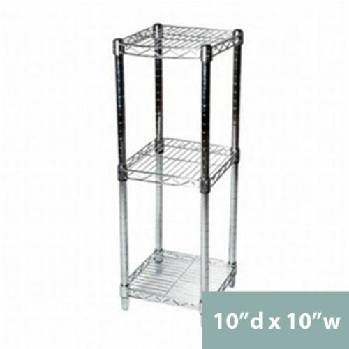 10"d x 34"h Chrome Wire Shelving w/ 3 Shelves