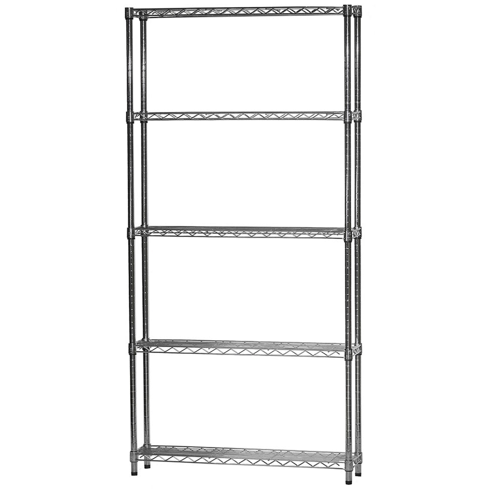 10"d x 36"w Chrome Wire Shelving w/ 5 Shelves