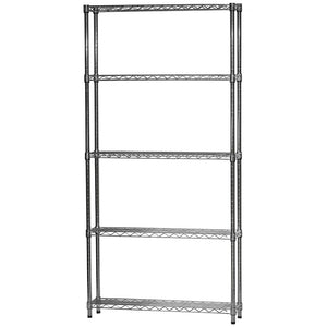 10"d x 36"w Chrome Wire Shelving w/ 5 Shelves