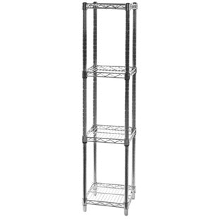 12"d x 12"w Chrome Wire Shelving w/ 4 Shelves