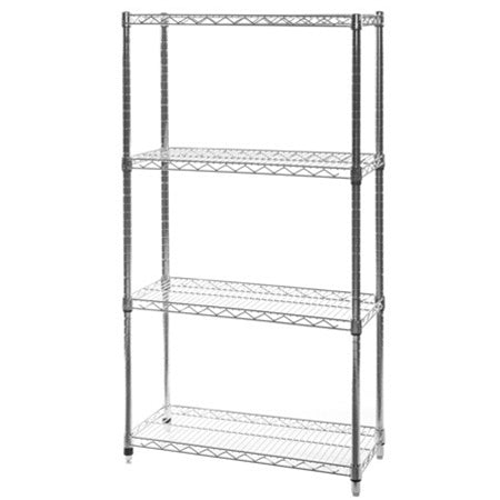 12"d x 30"w Chrome Wire Shelving w/ 4 Shelves