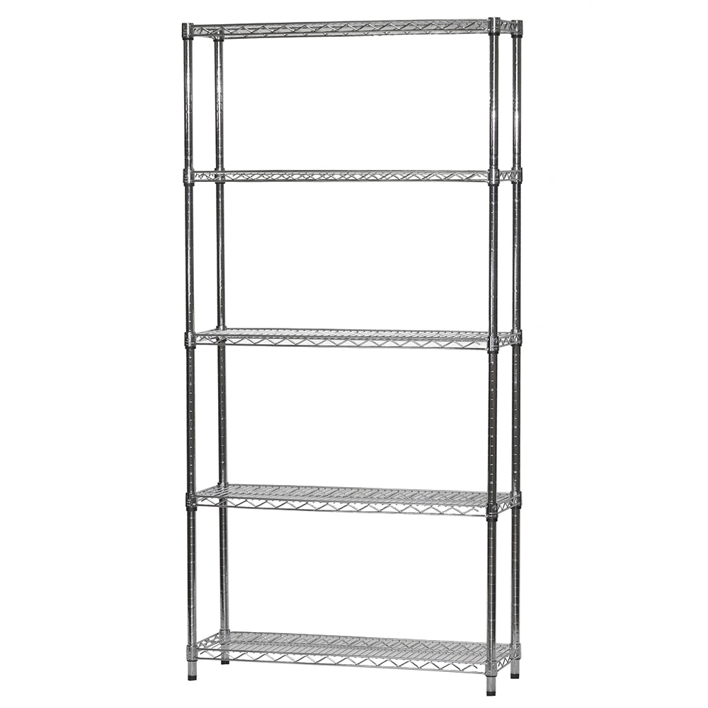 12"d x 36"w Chrome Wire Shelving w/ 5 Shelves