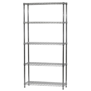 12"d x 36"w Chrome Wire Shelving w/ 5 Shelves