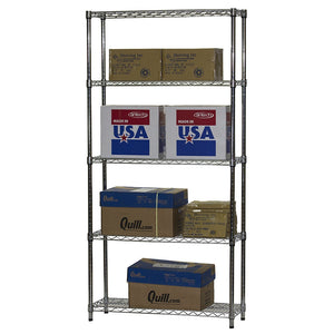 12"d x 36"w Chrome Wire Shelving w/ 5 Shelves