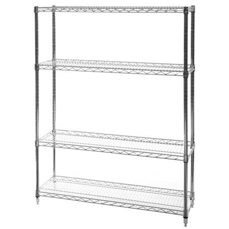 12"d x 42"w Chrome Wire Shelving w/ 4 Shelves