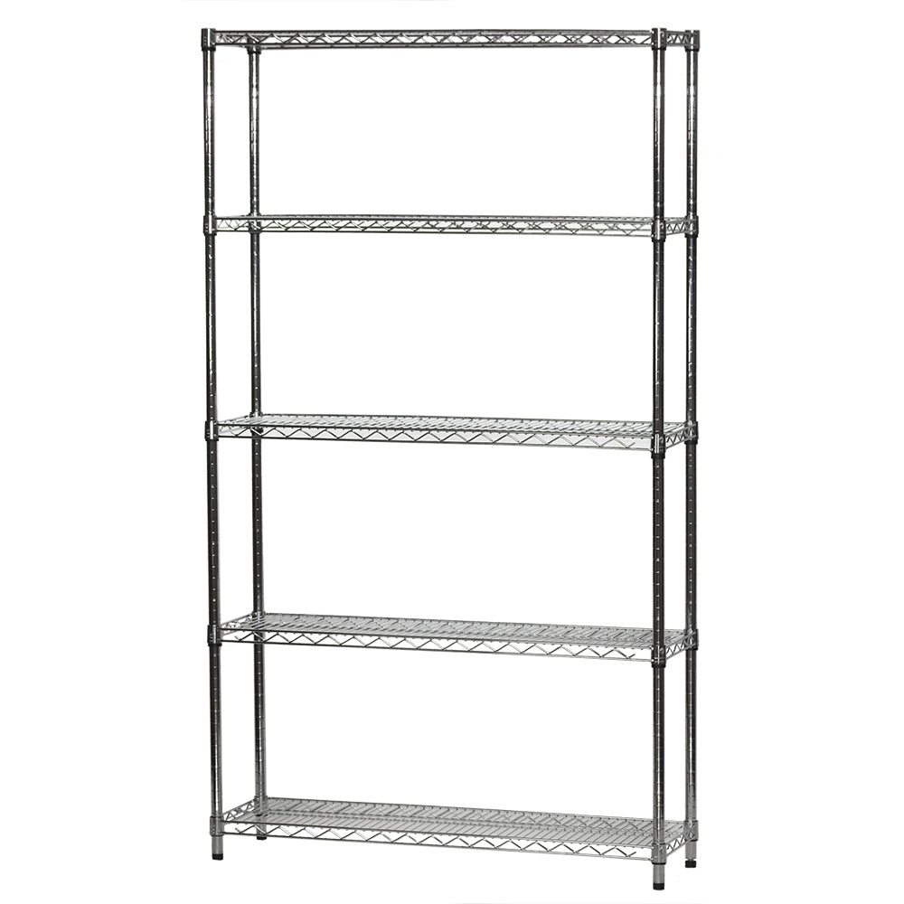 12"d x 42"w Chrome Wire Shelving w/ 5 Shelves