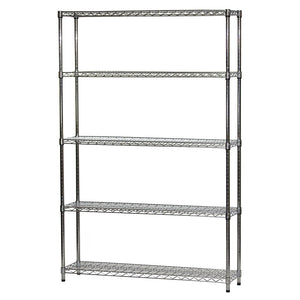 12"d x 48"w Chrome Wire Shelving w/ 5 Shelves