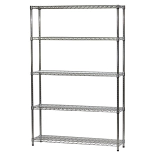 12"d x 54"w Chrome Wire Shelving w/ 5 Shelves