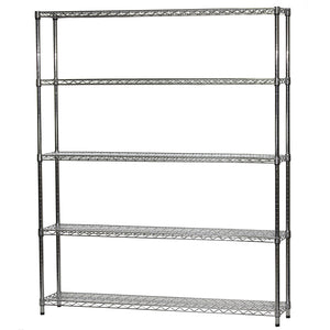 12"d x 60"w Chrome Wire Shelving w/ 5 Shelves