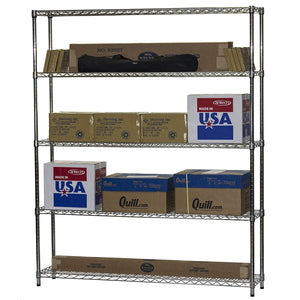 12"d x 60"w Chrome Wire Shelving w/ 5 Shelves