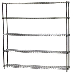 12"d x 72"w Chrome Wire Shelving w/ 5 Shelves