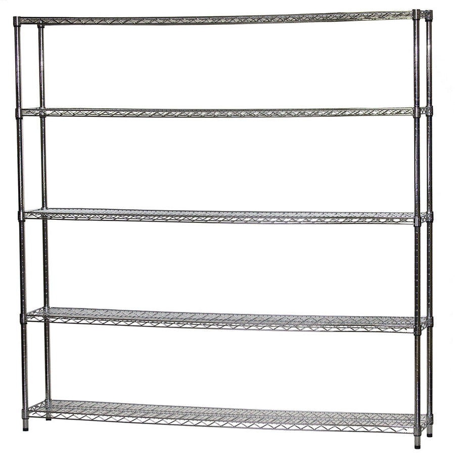 12"d x 72"w Chrome Wire Shelving w/ 5 Shelves